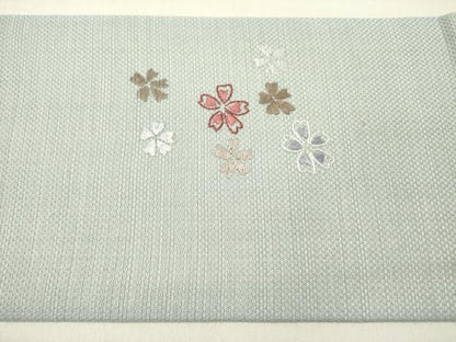 平和屋着物●九寸名古屋帯　総刺繍　舞桜　正絹　逸品　DABD0307op