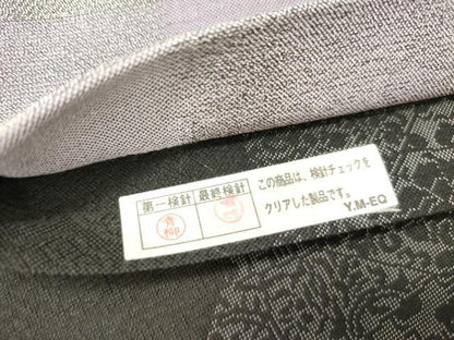平和屋着物●両面　六通柄袋帯　市松　銀糸　正絹　逸品　DABD0309op