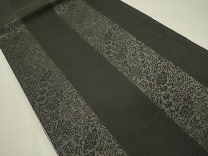 平和屋着物●両面　六通柄袋帯　市松　銀糸　正絹　逸品　DABD0309op