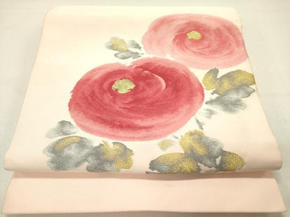 平和屋着物●爪掻き本綴れ　八寸名古屋帯　光琳菊　金糸　正絹　逸品　DABD0311op