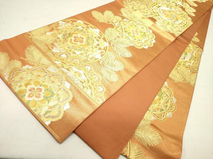 平和屋着物●西陣　川島織物　六通柄　本袋帯　松葉文　正倉院鳳凰花文　金糸　正絹　逸品　DABD0317op