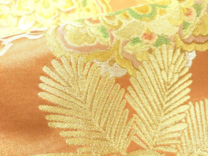 平和屋着物●西陣　川島織物　六通柄　本袋帯　松葉文　正倉院鳳凰花文　金糸　正絹　逸品　DABD0317op