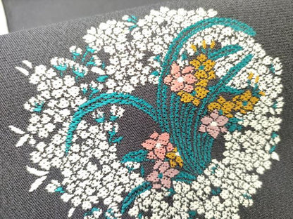 平和屋着物●八寸名古屋帯　唐織　草花　金糸　正絹　逸品　DABD0318op