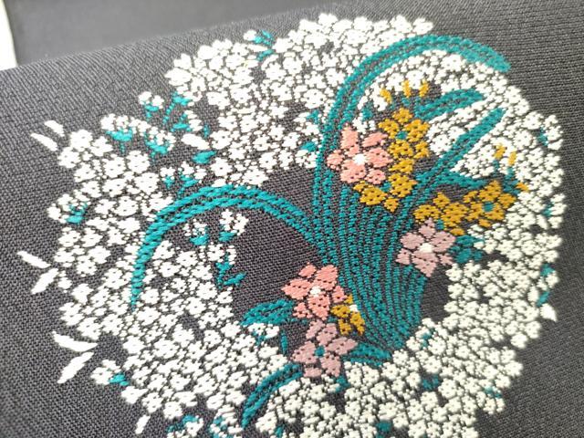 平和屋着物●八寸名古屋帯　唐織　草花　金糸　正絹　逸品　DABD0318op