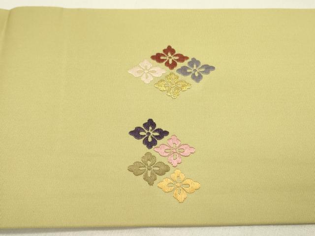 平和屋着物●塩瀬　九寸名古屋帯　唐織　作家物　花菱文　金糸　正絹　逸品　DABD0330op