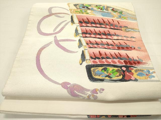 平和屋着物●爪掻き本綴れ　八寸名古屋帯　鎧縅　金銀糸　正絹　逸品　DABD0337op