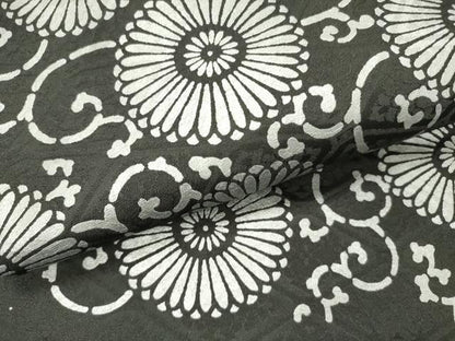 平和屋着物●九寸開き名古屋帯　菊唐草　黒地　正絹　逸品　DABD0339op