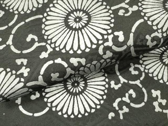 平和屋着物●九寸開き名古屋帯　菊唐草　黒地　正絹　逸品　DABD0339op