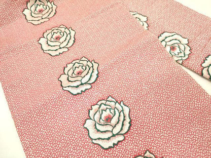 平和屋着物●アンティーク　大正ロマン　全通柄九寸名古屋帯　薔薇　バラ　正絹　逸品　DABD0341op