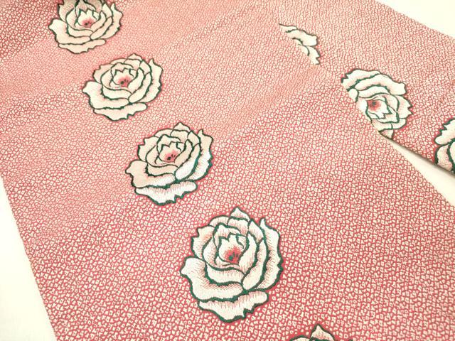 平和屋着物●アンティーク　大正ロマン　全通柄九寸名古屋帯　薔薇　バラ　正絹　逸品　DABD0341op