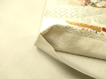 平和屋着物●織文意匠鈴木　六通柄袋帯　唐錦　能衣舞扇文　金糸　正絹　逸品　DABD0365op