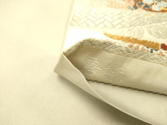 平和屋着物●織文意匠鈴木　六通柄袋帯　唐錦　能衣舞扇文　金糸　正絹　逸品　DABD0365op