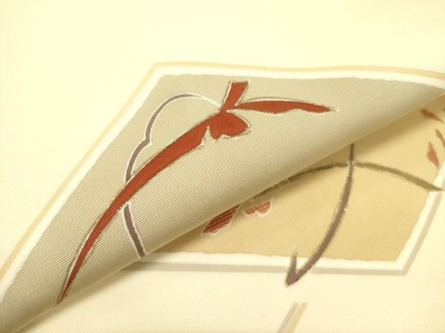 平和屋着物●塩瀬　九寸名古屋帯　花菱文　金彩　正絹　逸品　DABD0367op
