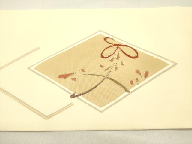 平和屋着物●塩瀬　九寸名古屋帯　花菱文　金彩　正絹　逸品　DABD0367op