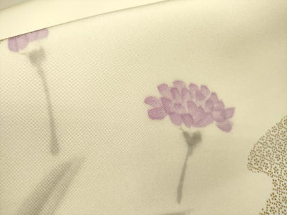 平和屋着物●塩瀬　九寸開き名古屋帯　作家物　手描き　草花　金彩　正絹　逸品　DABD0368op