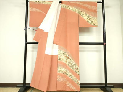 平和屋着物■訪問着 駒刺繍 草花 金彩 正絹 逸品 DABD0381op