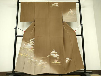 平和屋着物■訪問着 風景花松文 暈し染め 金彩 正絹 逸品 DABD0383op