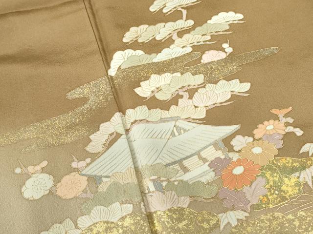 平和屋着物■訪問着 風景花松文 暈し染め 金彩 正絹 逸品 DABD0383op