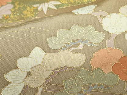 平和屋着物■訪問着 風景花松文 暈し染め 金彩 正絹 逸品 DABD0383op