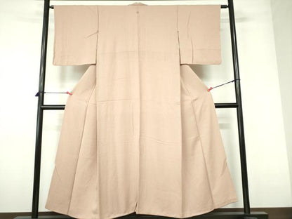 平和屋着物■上質な色無地 霞地紋 薄柿色 正絹 逸品 DABD0403op
