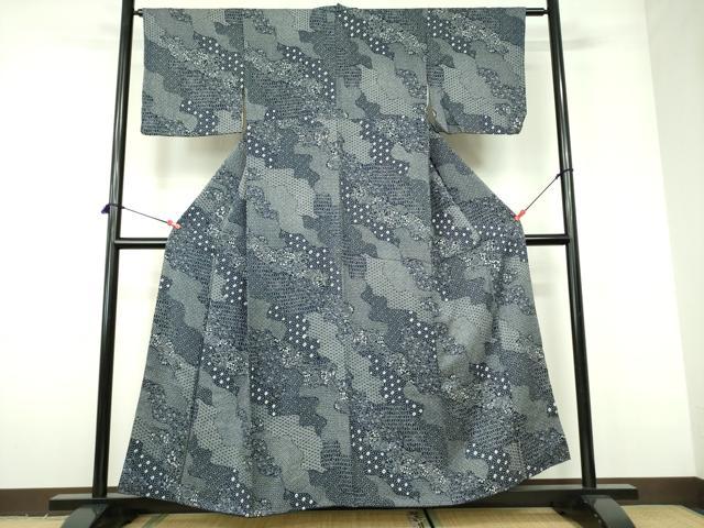 平和屋着物■江戸小紋 絞り 吉祥花文 正絹 逸品 DABD0406op