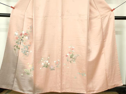 平和屋着物■訪問着 刺繍 草花 暈し染め 金糸 正絹 逸品 DABD0410op