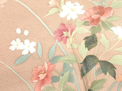 平和屋着物■訪問着 刺繍 草花 暈し染め 金糸 正絹 逸品 DABD0410op
