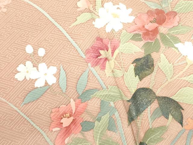 平和屋着物■訪問着 刺繍 草花 暈し染め 金糸 正絹 逸品 DABD0410op