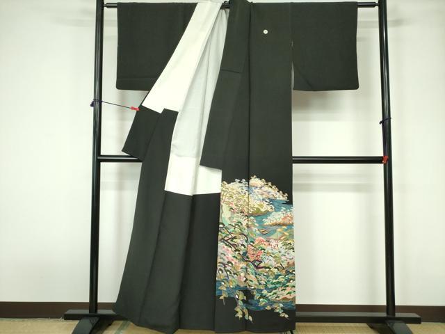 平和屋着物■豪華黒留袖　友禅　作家物　風景文　正絹　逸品　DABD0426op