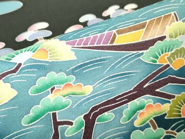 平和屋着物■豪華黒留袖　友禅　作家物　風景文　正絹　逸品　DABD0426op