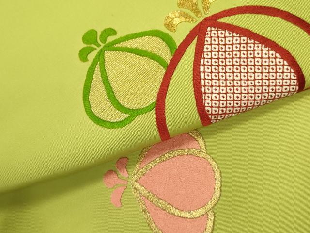 平和屋着物●塩瀬　九寸名古屋帯　駒刺繍　総刺繍　成り物　金糸　正絹　逸品　DABD0435op