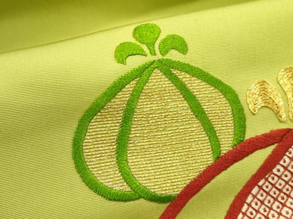 平和屋着物●塩瀬　九寸名古屋帯　駒刺繍　総刺繍　成り物　金糸　正絹　逸品　DABD0435op