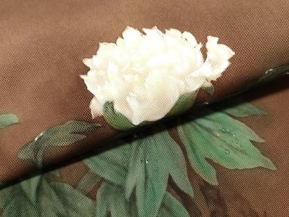 平和屋着物●塩瀬　九寸名古屋帯　草花　ろうけつ染め　正絹　逸品　DABD0436op