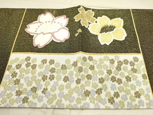 平和屋着物●名門・上野家　四代目 上野真　六通柄袋帯　舞桜　金銀糸　正絹　逸品　未使用　DABD0437op