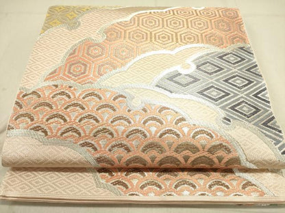 平和屋着物●西陣　川島織物　六通柄　本袋帯　雪輪吉祥文　金銀糸　正絹　逸品　DABD0439op