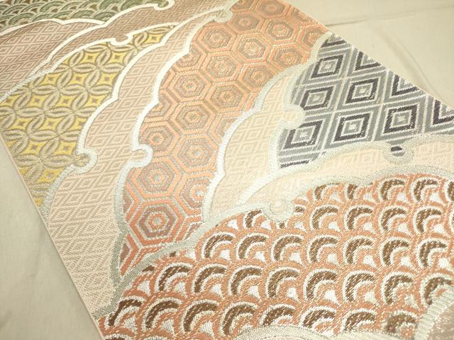 平和屋着物●西陣　川島織物　六通柄　本袋帯　雪輪吉祥文　金銀糸　正絹　逸品　DABD0439op