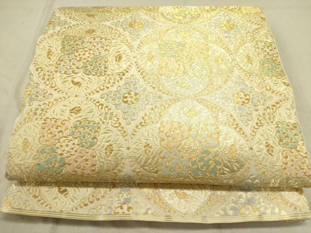 平和屋着物●西陣　川島織物　六通柄　本袋帯　洋花文　金糸　正絹　逸品　DABD0440op