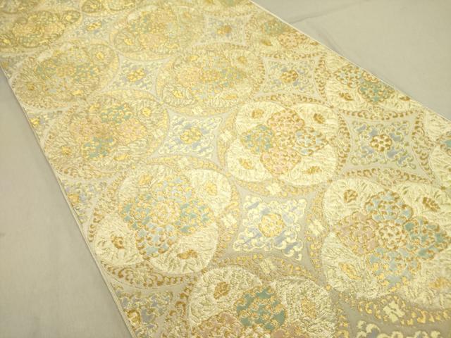平和屋着物●西陣　川島織物　六通柄　本袋帯　洋花文　金糸　正絹　逸品　DABD0440op