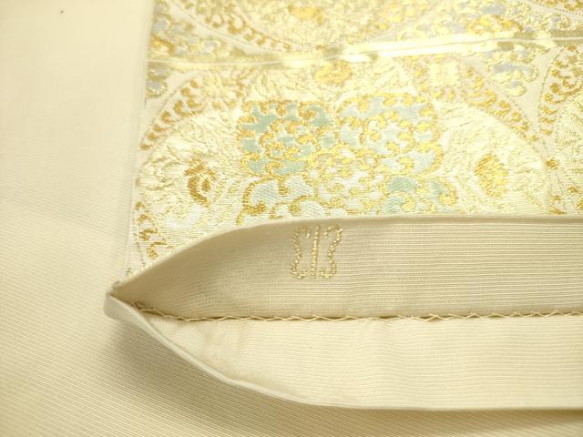 平和屋着物●西陣　川島織物　六通柄　本袋帯　洋花文　金糸　正絹　逸品　DABD0440op
