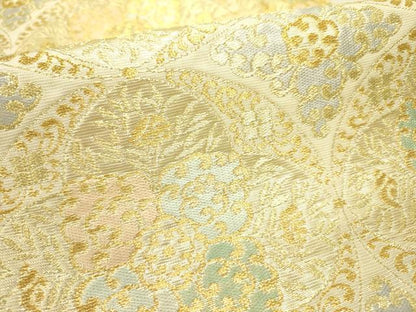 平和屋着物●西陣　川島織物　六通柄　本袋帯　洋花文　金糸　正絹　逸品　DABD0440op