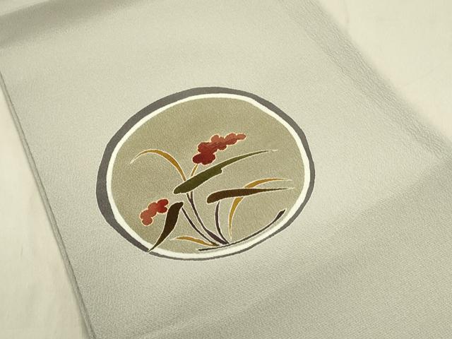 平和屋着物●太鼓柄袋帯　草花丸文　金彩　鬼しぼ縮緬　正絹　逸品　DABD0444op