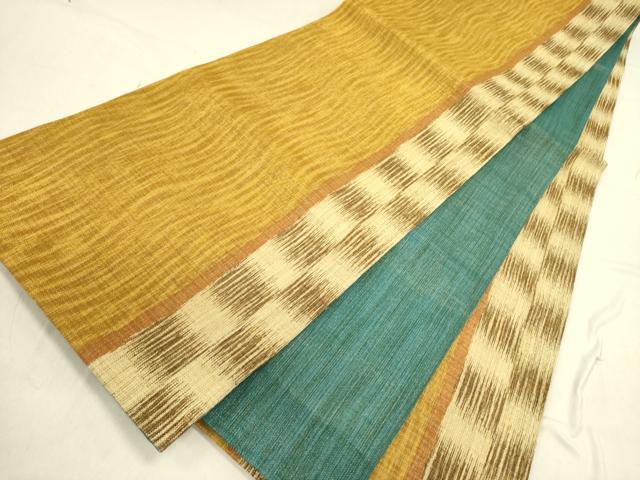 平和屋着物▽全通柄袋帯 スリーシーズン 春夏秋 変わり間道 金糸 正絹 逸品 未使用 DABD0447op