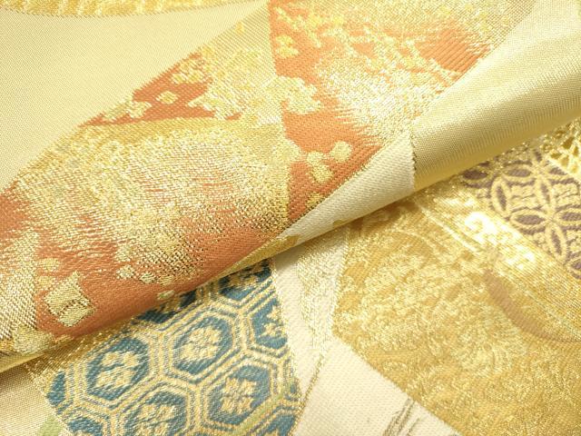 平和屋着物●西陣　川島織物　六通柄　本袋帯　絵巻風景花文　金糸　正絹　逸品　DABD0459op