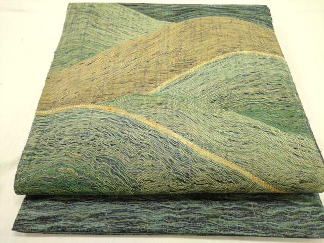 平和屋着物▽太鼓柄袋帯 スリーシーズン 春夏秋 すくい織 風景文 正絹 逸品 DABD0460op