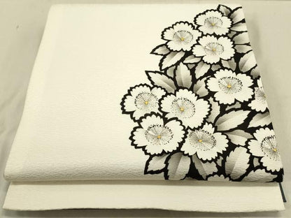 平和屋着物●東京友禅　菅有鬼一　太鼓柄袋帯　草花　金彩　正絹　逸品　DABD0473op