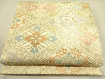 平和屋着物●西陣　川島織物　六通柄　本袋帯　唐織　花菱文　金糸　正絹　逸品　DABD0476op