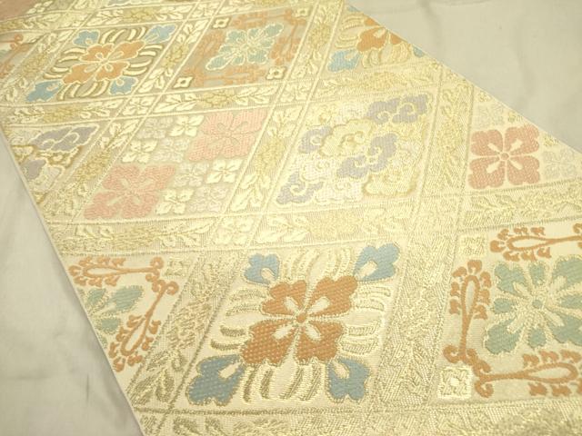 平和屋着物●西陣　川島織物　六通柄　本袋帯　唐織　花菱文　金糸　正絹　逸品　DABD0476op