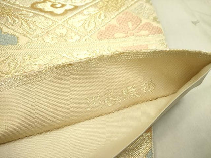 平和屋着物●西陣　川島織物　六通柄　本袋帯　唐織　花菱文　金糸　正絹　逸品　DABD0476op