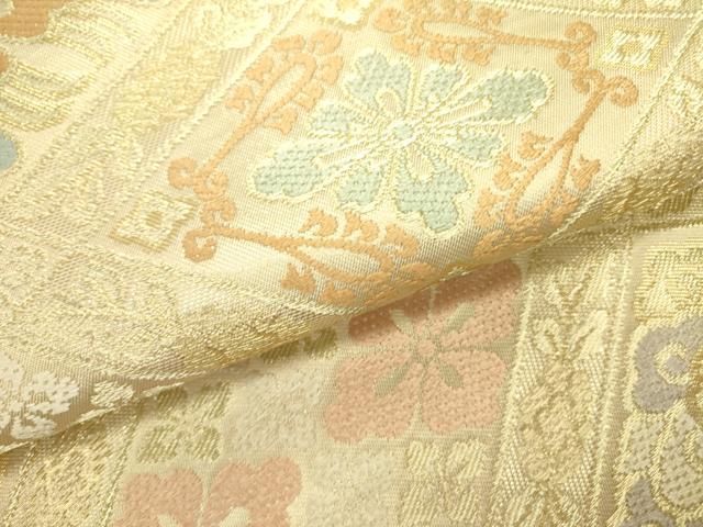 平和屋着物●西陣　川島織物　六通柄　本袋帯　唐織　花菱文　金糸　正絹　逸品　DABD0476op