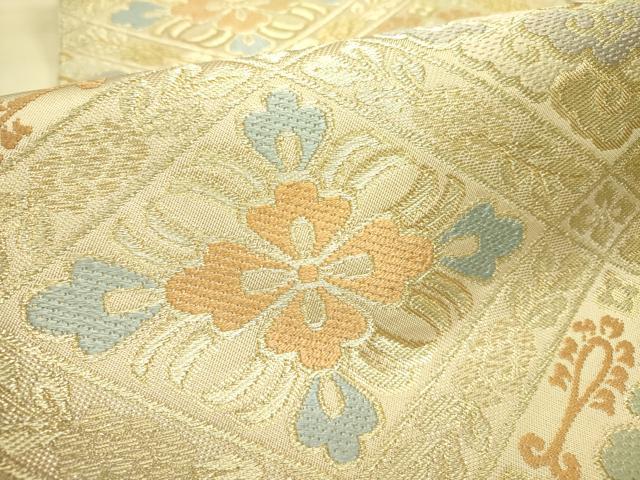 平和屋着物●西陣　川島織物　六通柄　本袋帯　唐織　花菱文　金糸　正絹　逸品　DABD0476op